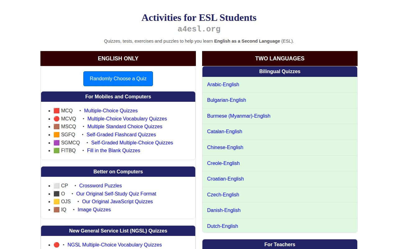 Capture d’écran de Activities for ESL Students (a4esl) (1 sur 4)