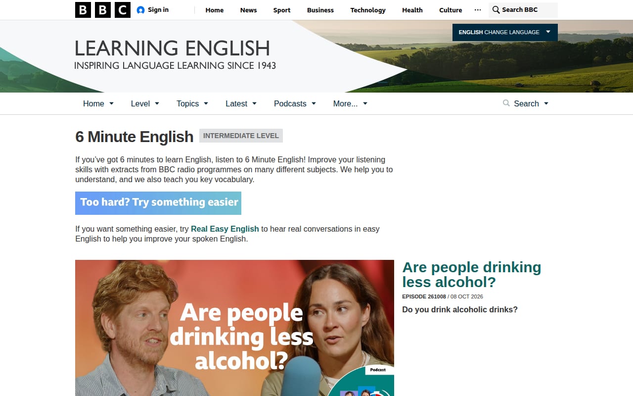 Capture d’écran de BBC 6 Minute English (1 sur 4)