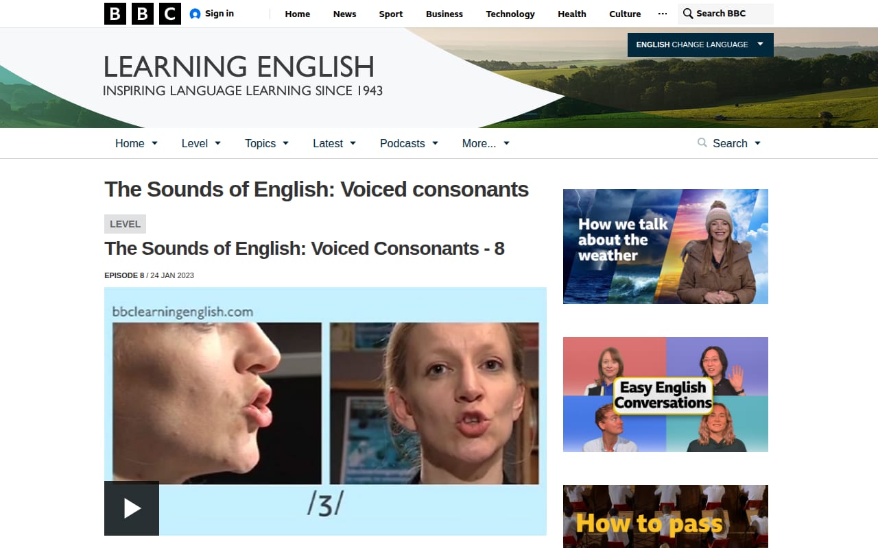 Capture d’écran de BBC – Pronunciation (3 sur 4)