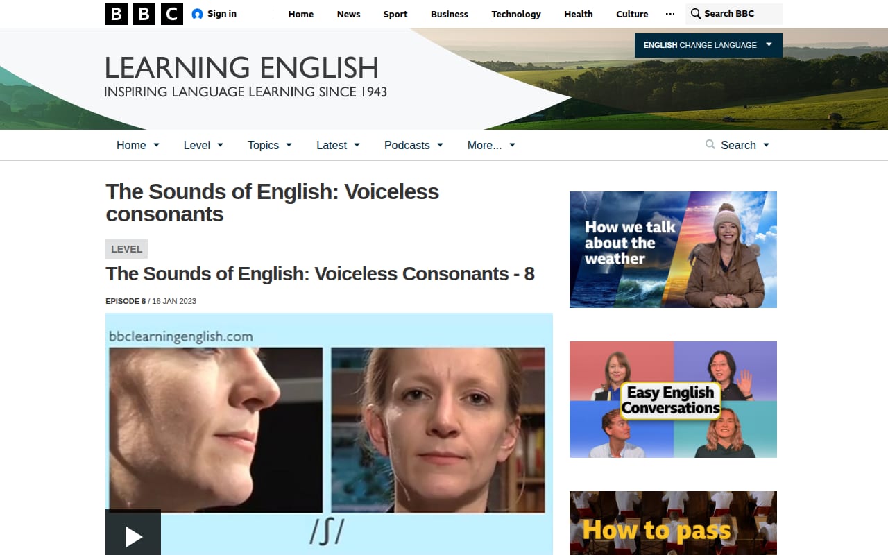 Capture d’écran de BBC – Pronunciation (4 sur 4)