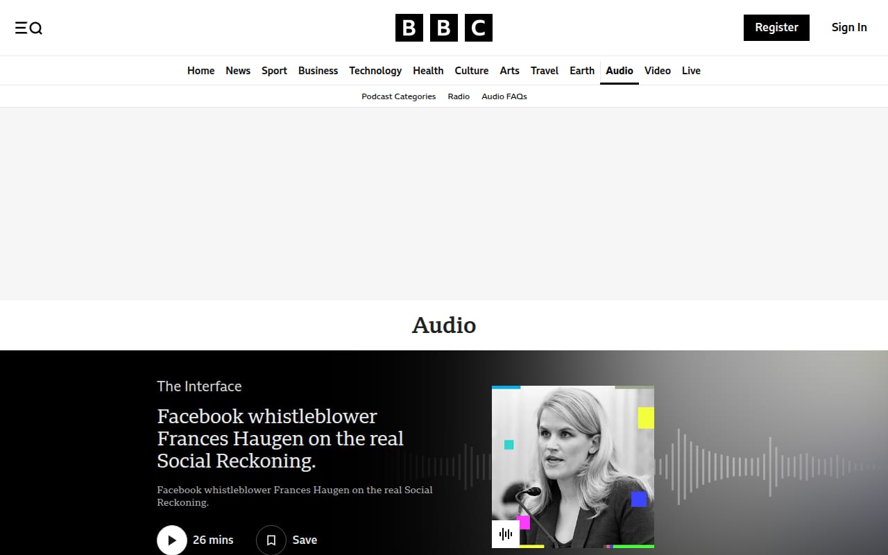 Capture d’écran de BBC Sounds (1 sur 1)