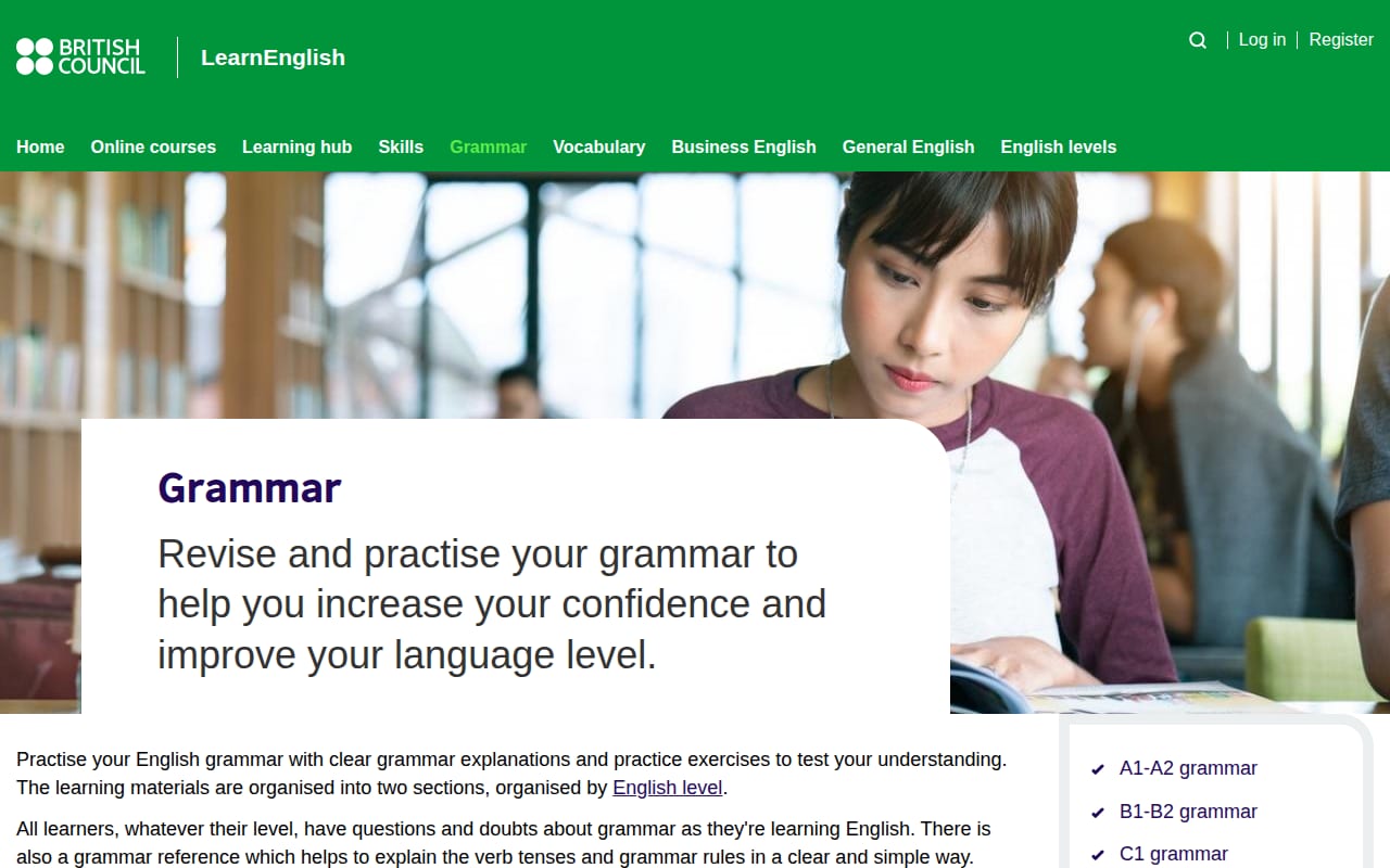 Capture d’écran de British Council – Grammar (1 sur 4)