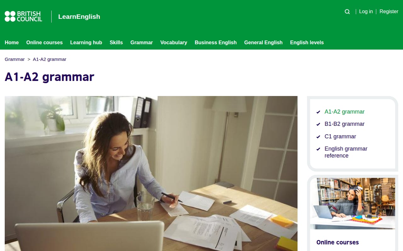 Capture d’écran de British Council – Grammar (2 sur 4)