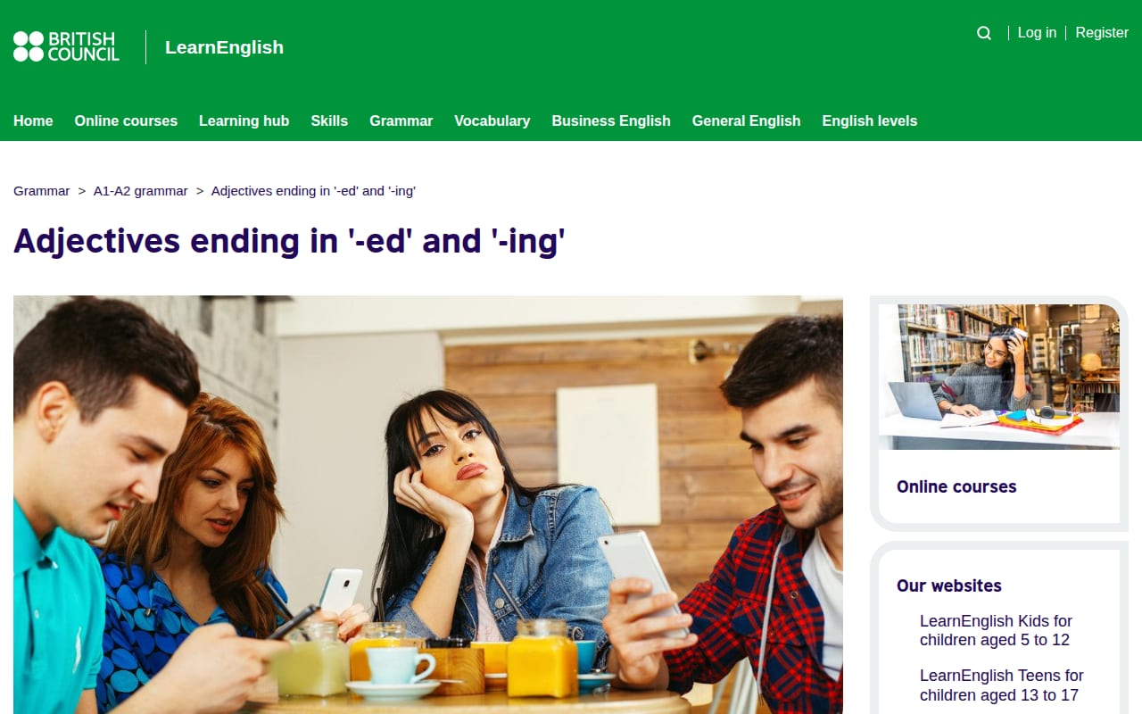 Capture d’écran de British Council – Grammar (3 sur 4)