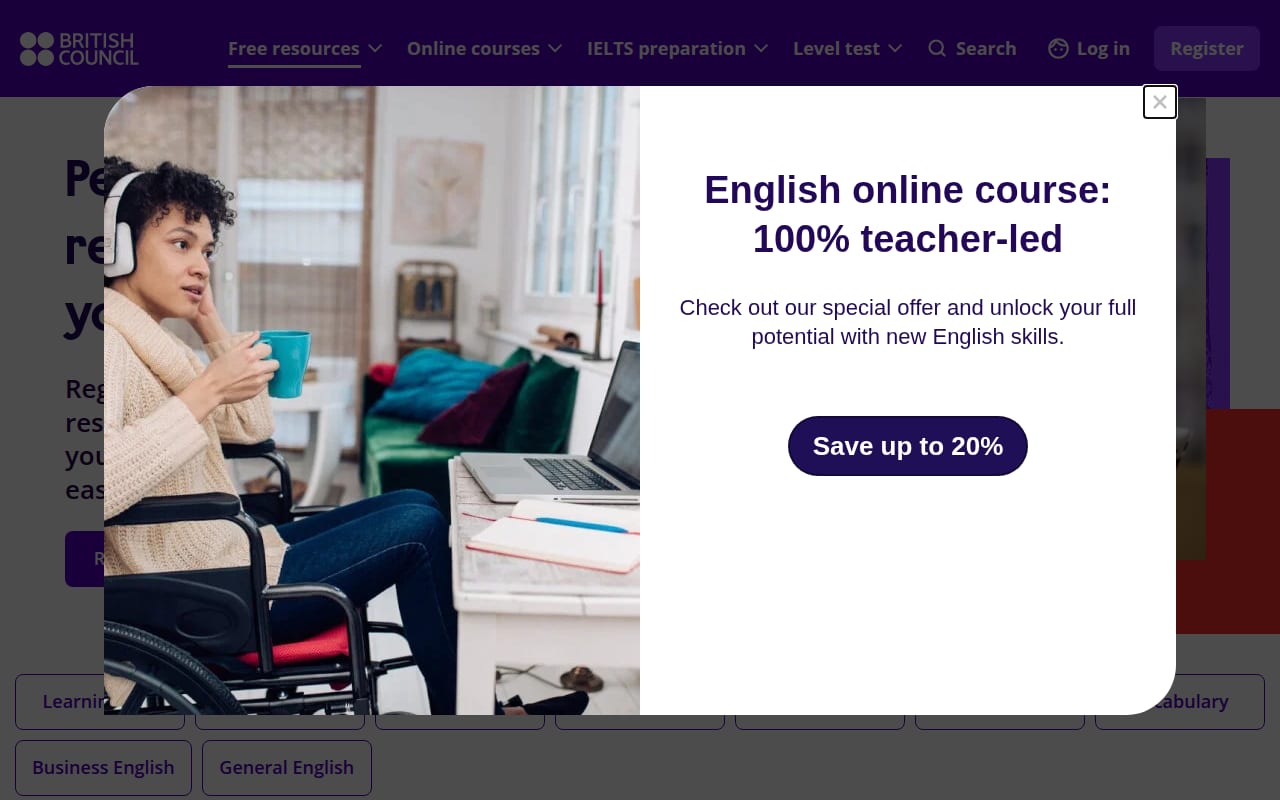 Capture d’écran de British Council LearnEnglish (2 sur 4)