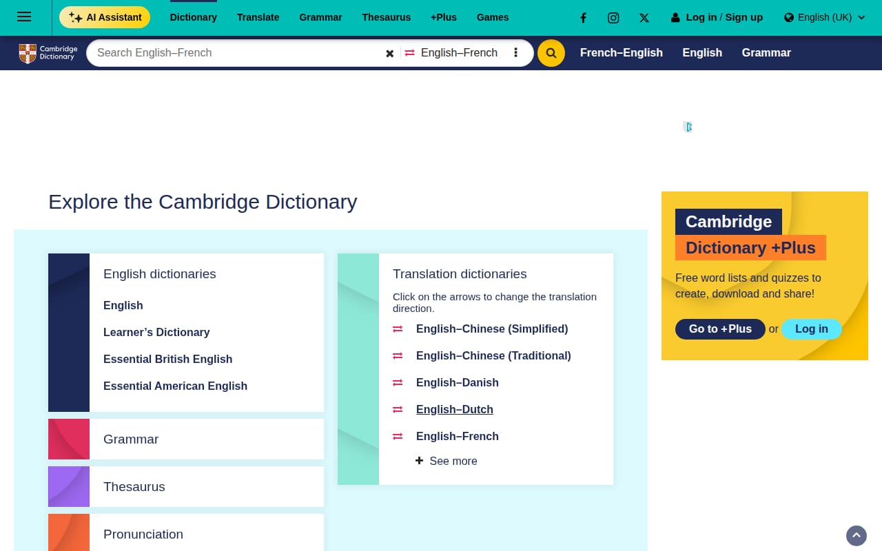 Capture d’écran de Cambridge Dictionary (1 sur 1)