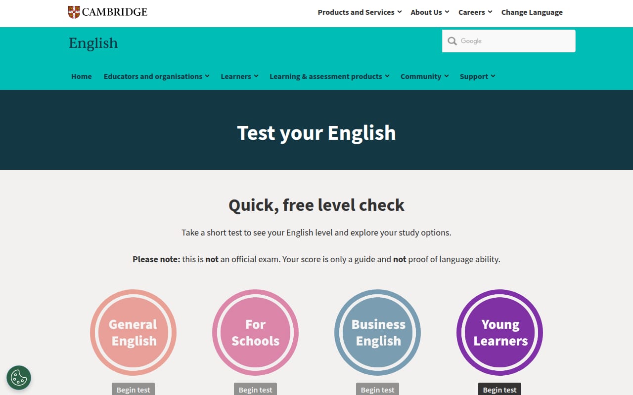 Capture d’écran de Cambridge – Test your English (1 sur 4)