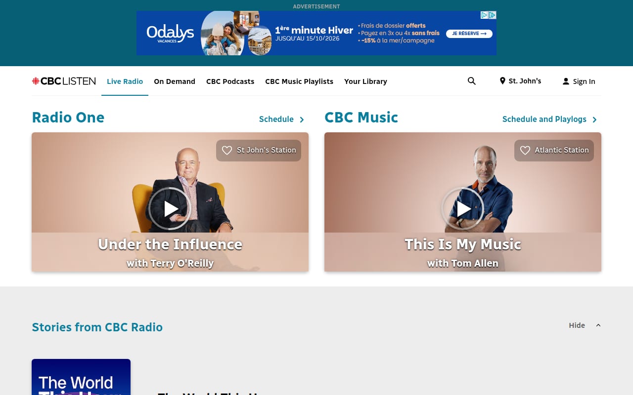 Capture d’écran de CBC Radio (1 sur 4)