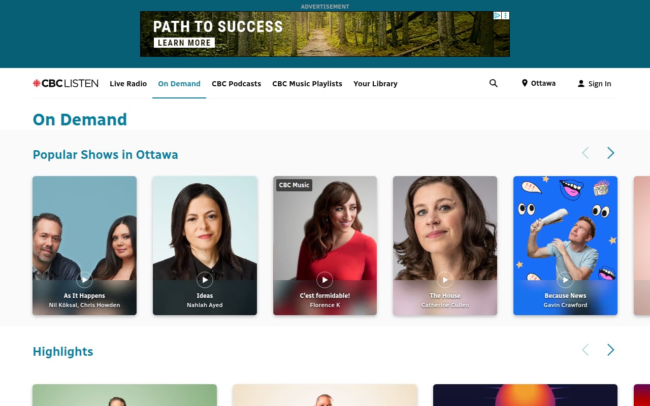 Capture d’écran de CBC Radio (2 sur 4)