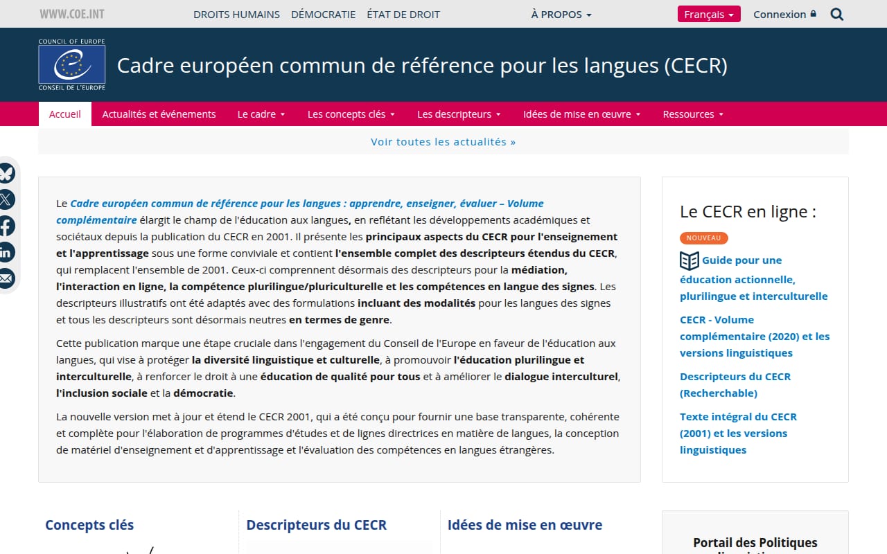 Capture d’écran de Conseil de l'Europe – CECR (1 sur 1)