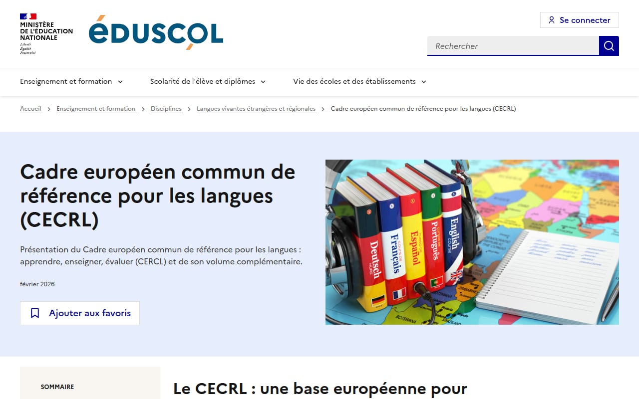 Capture d’écran de Éduscol – CECRL (1 sur 4)