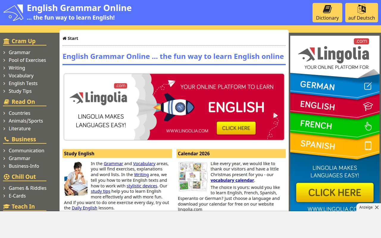 Capture d’écran de English Grammar Online (ego4u) (1 sur 4)