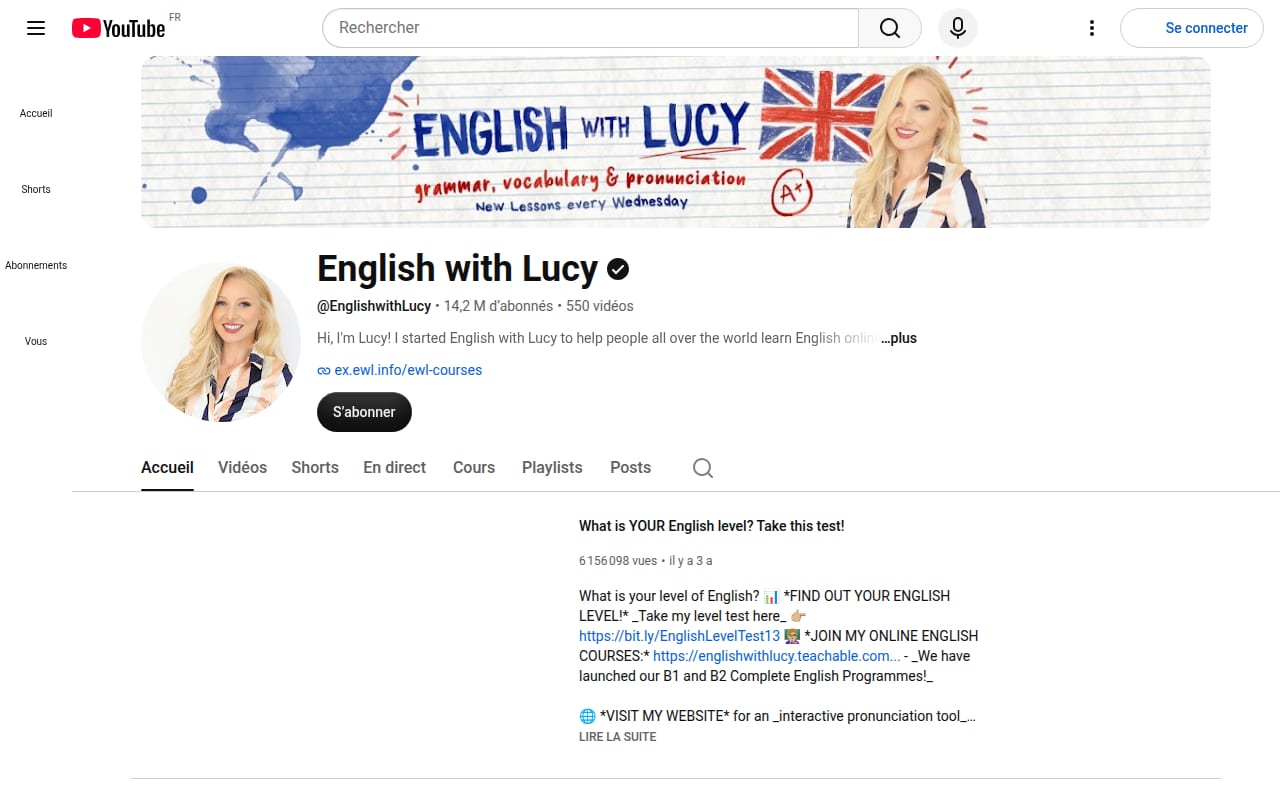 Capture d’écran de English with Lucy (YouTube) (1 sur 4)