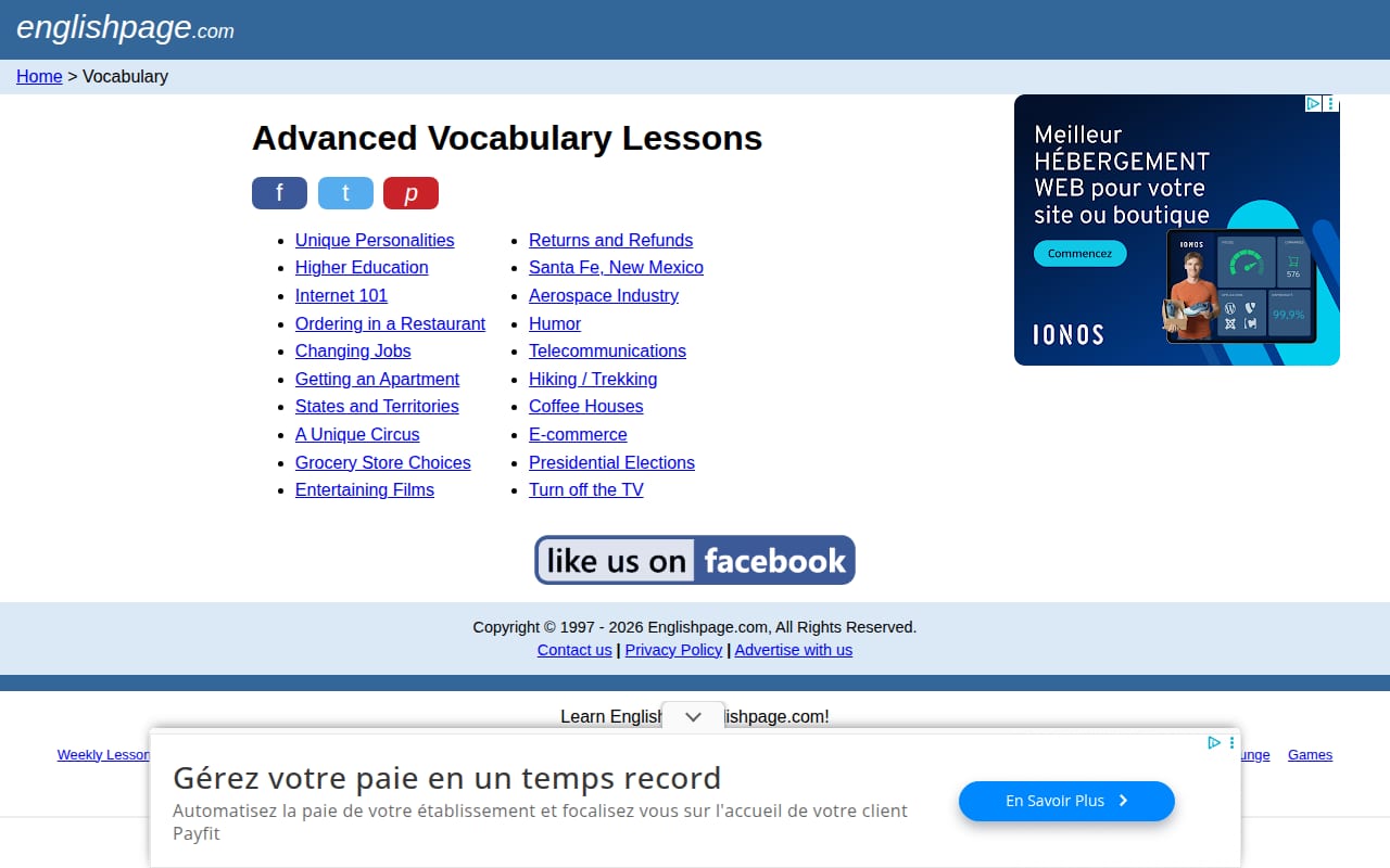 Capture d’écran de Englishpage (2 sur 4)