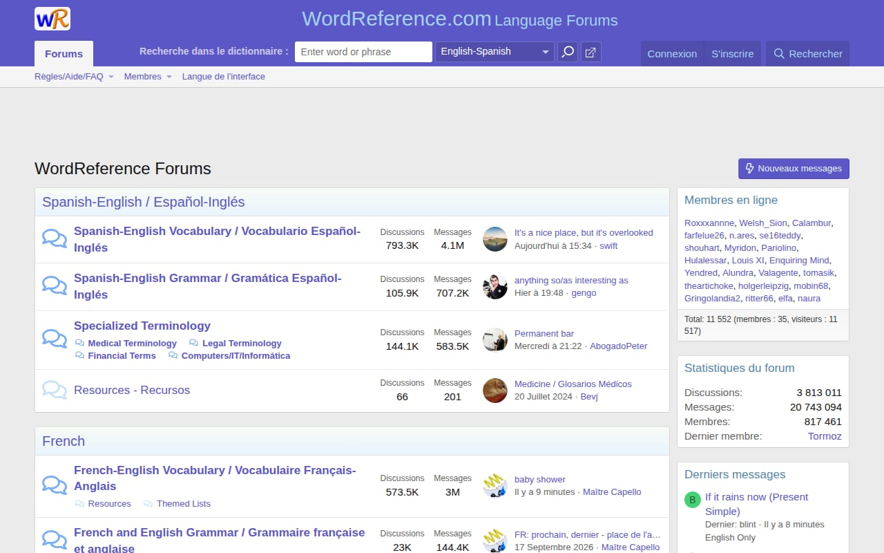 Capture d’écran de Forums WordReference (1 sur 4)