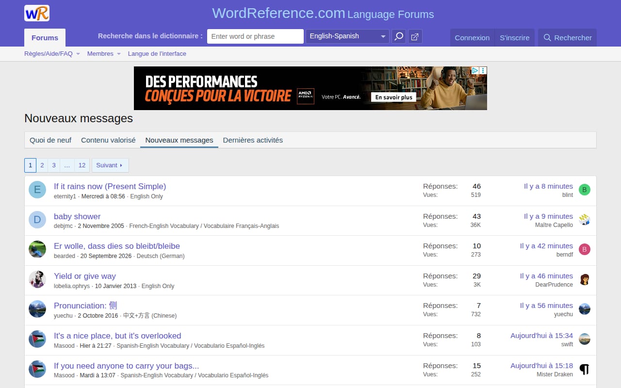 Capture d’écran de Forums WordReference (4 sur 4)