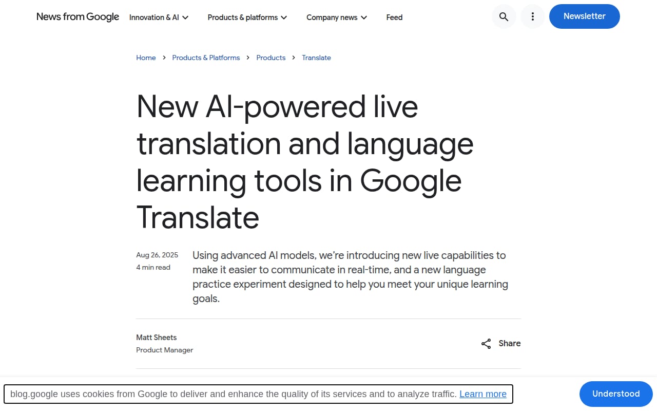 Capture d’écran de Google Traduction – S'entraîner (1 sur 4)