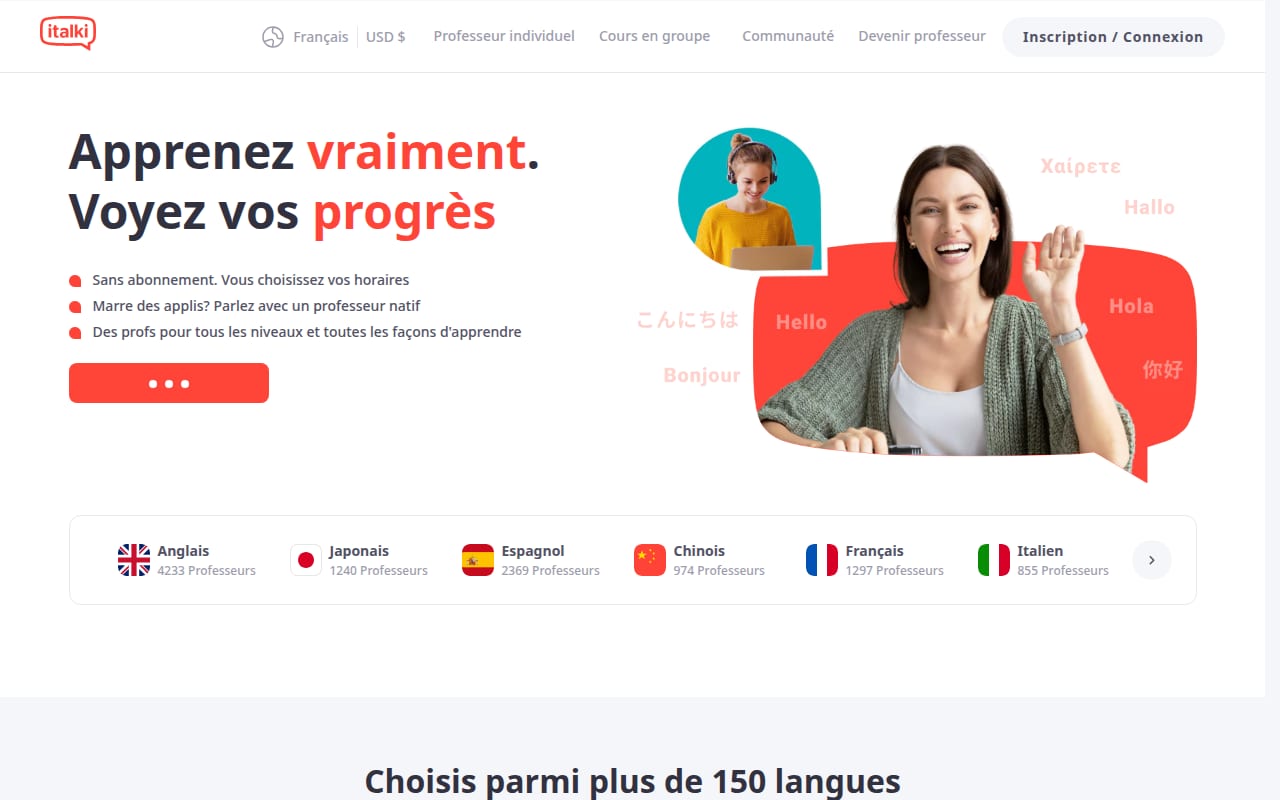 Capture d’écran de italki (1 sur 4)