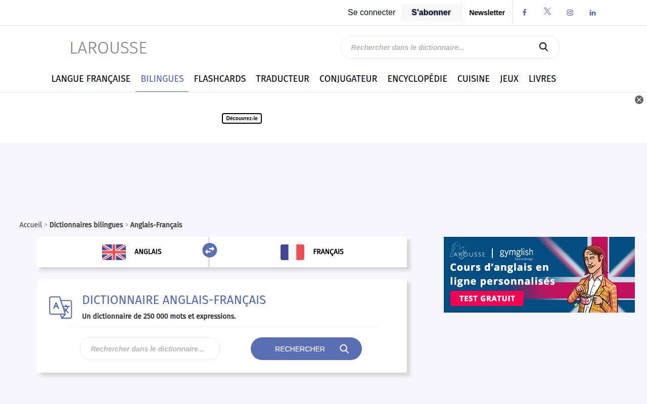 Capture d’écran de Larousse anglais-français (1 sur 4)