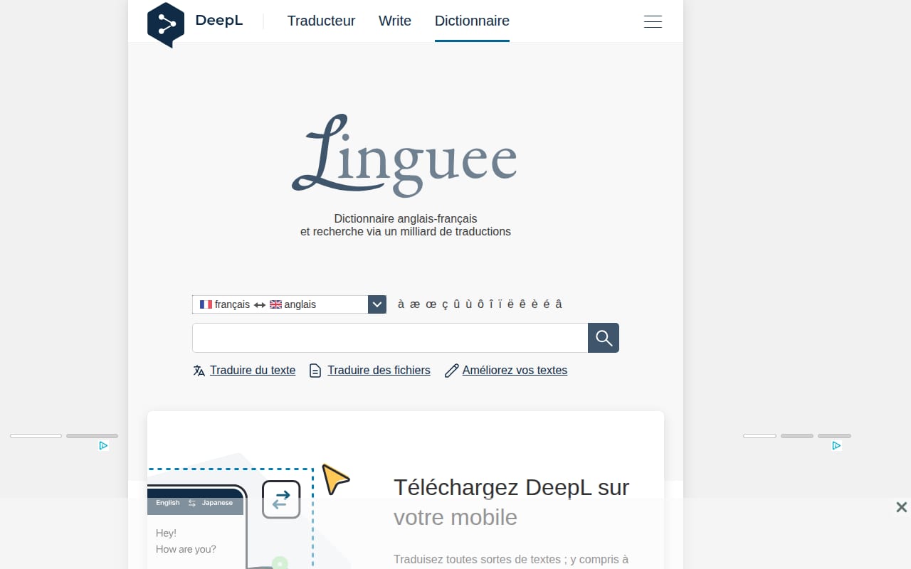 Capture d’écran de Linguee (1 sur 2)