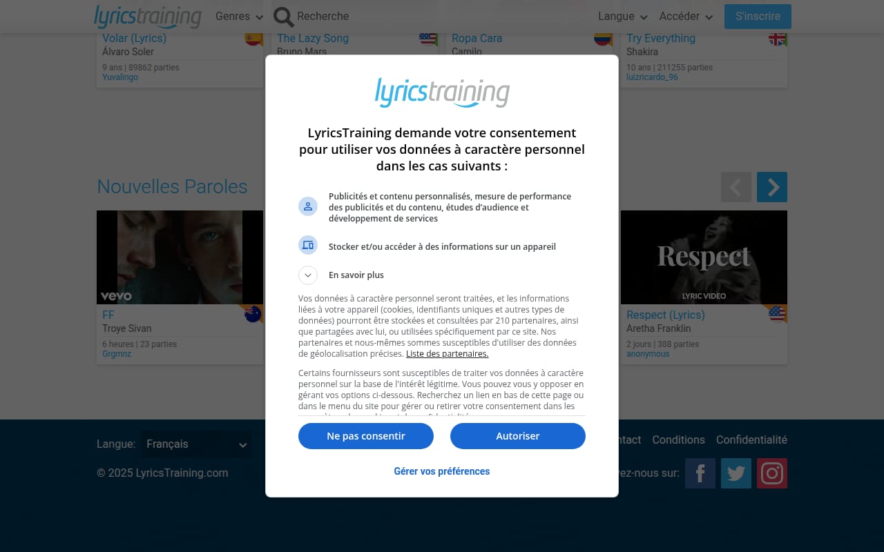 Capture d’écran de LyricsTraining (3 sur 3)