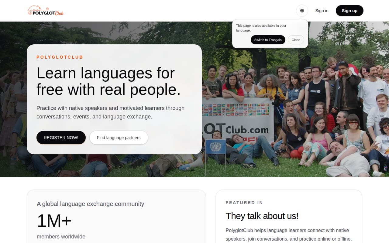 Capture d’écran de Polyglot Club (1 sur 2)