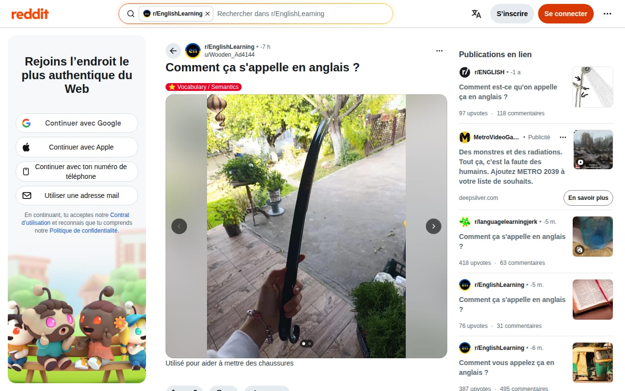 Capture d’écran de r/EnglishLearning (Reddit) (4 sur 4)