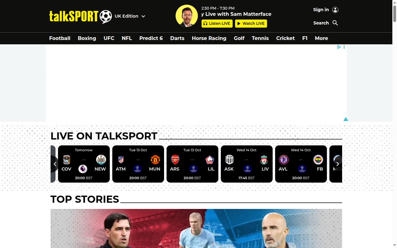 Capture d’écran de talkSPORT (1 sur 4)