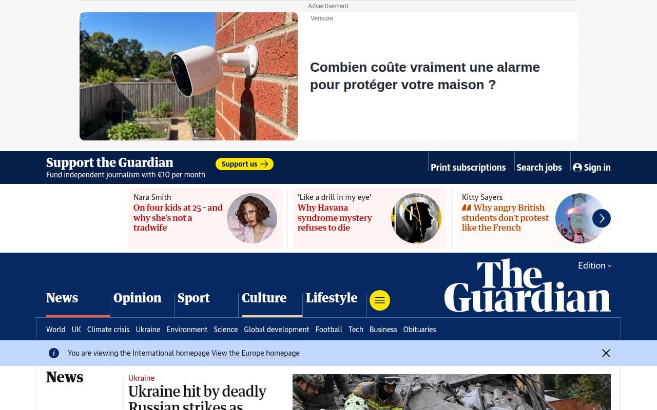 Capture d’écran de The Guardian (1 sur 2)