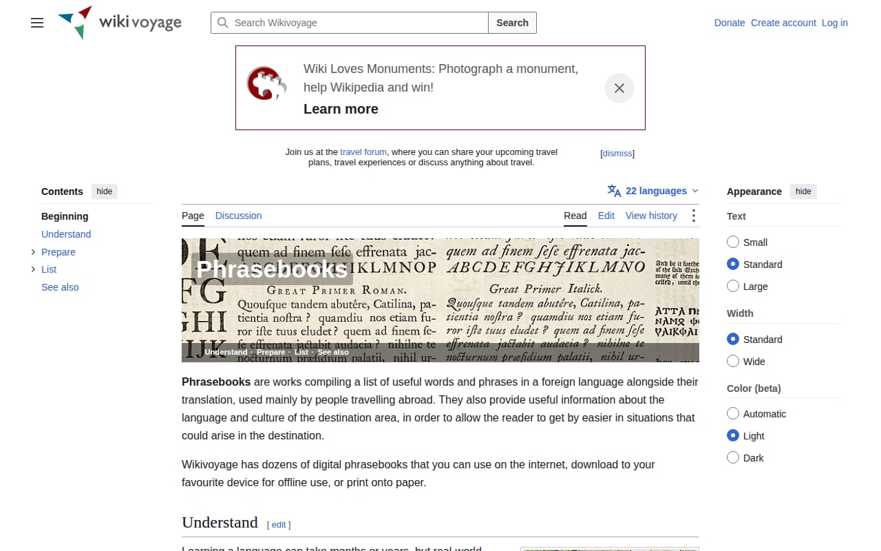 Capture d’écran de Wikivoyage Phrasebooks (1 sur 4)
